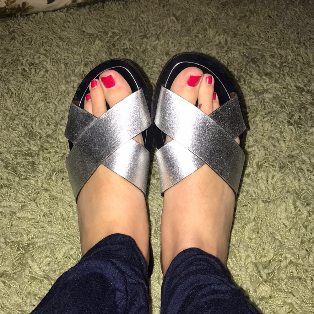 J Crew Silver Sandals